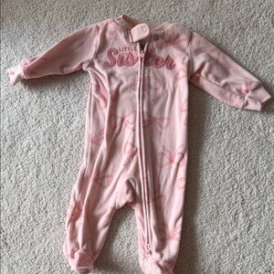 Carter's Pink 'Little Sister' Footie size 3m